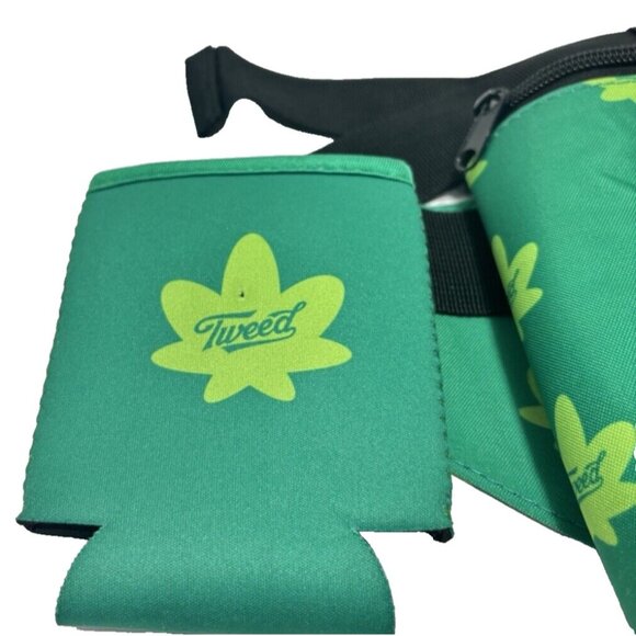 Tweed Fanny Pack Weed Leaf Pattern with Beer Sleeve, Green, St. Pattys, Like New - Picture 2 of 10